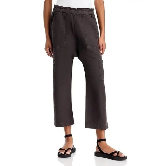 NSF Pants - NSF Shailey Paperbag Pants Black Womens Size M Dark Gray Pull on Drop Crotch